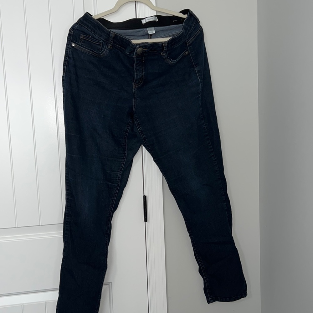 CJ Banks dark blue jeans.